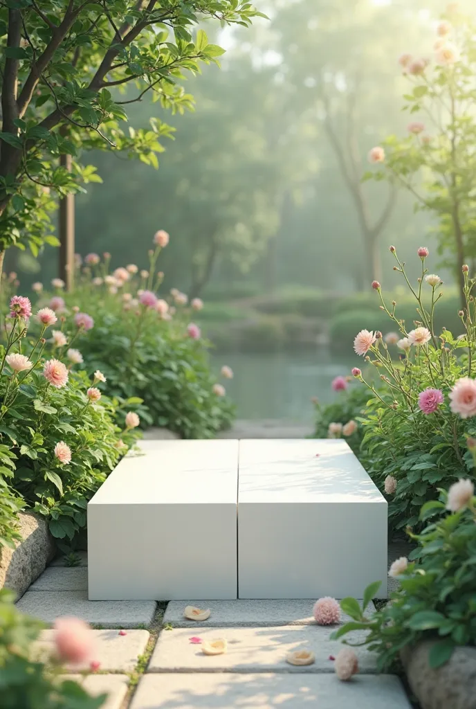 white table in a garden 