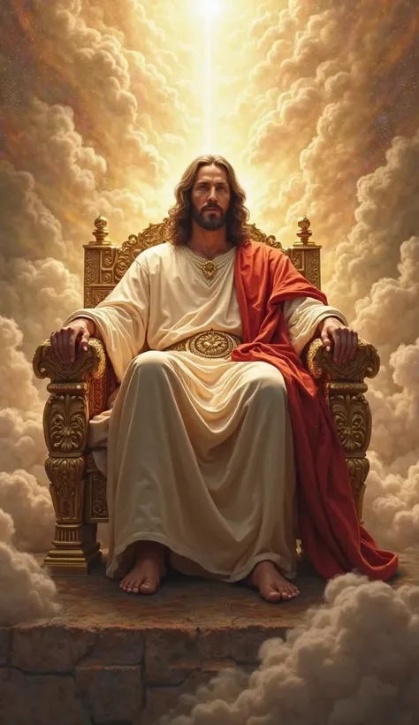 Jesus Christ seated on his heavenly throne majestic, high image quality and good background lighting