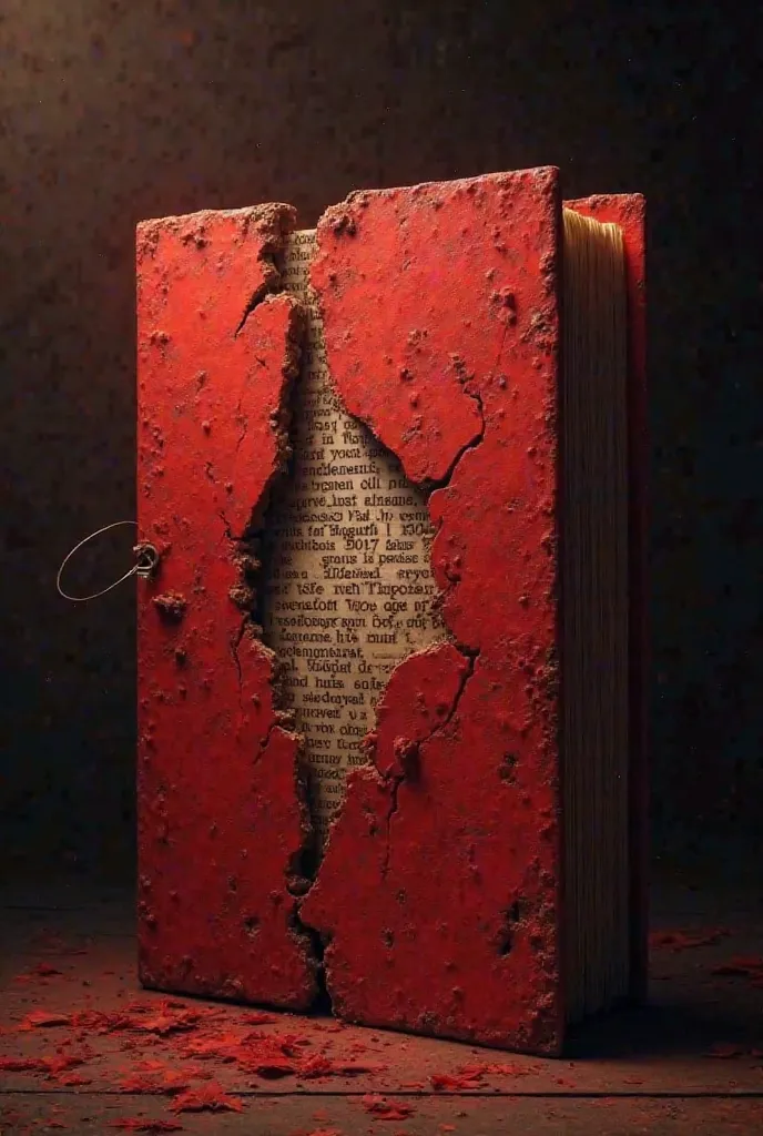 A red file that is destroyed and an inscription comes out of the crack of the fight:seasons broken files red color.