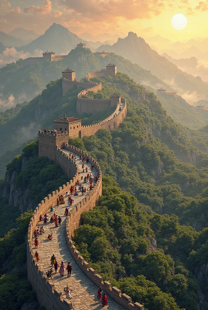 Create imaginative images of the Great Wall of China during the Chinese Empire. 