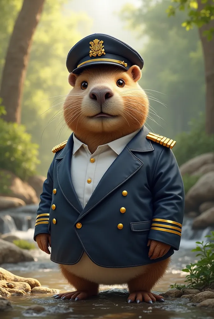 Capibara with captain suit
