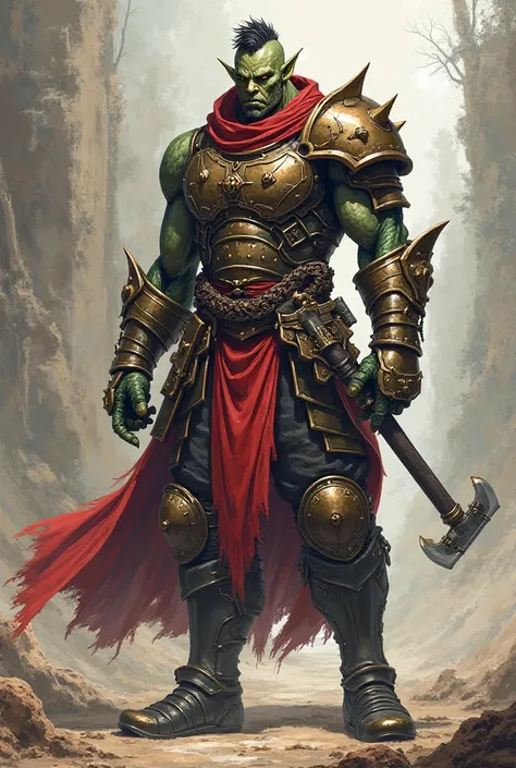 raza: Orc
Personality: Height: 1.50M
Average: High Superhuman
Fighting Skill: Impatient Martial Expert (buff)
speed: Super Sonic
Durability: Armored Weapon 
Intelligence: Zero Intellect: War Hammer
Moral: Good
Anime Style, man