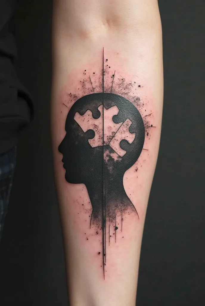 Tattoo that has the symbol of psychology and a puzzle, tattoo has to be shaded 