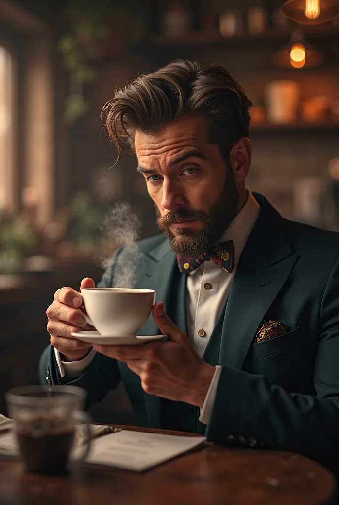 A man drinking a coffee 