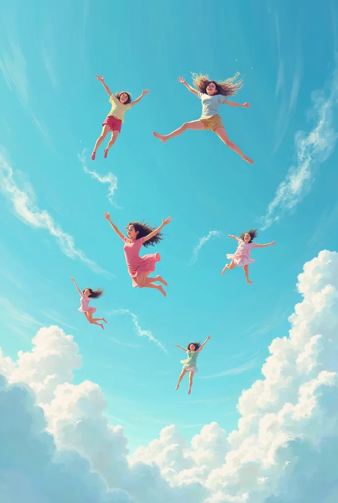 Young people flying in the sky