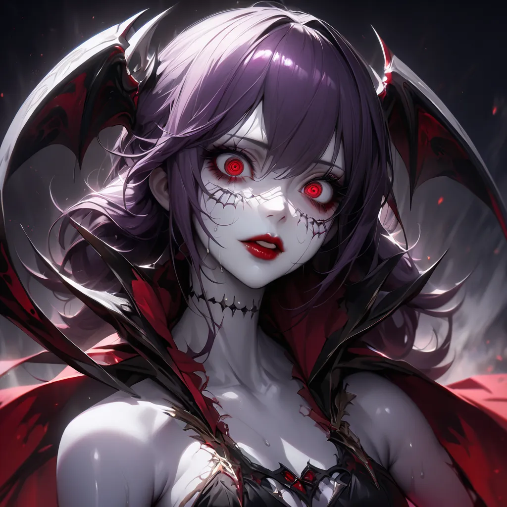 A young and beautiful woman ,Tokyo Ghoul's Rize(Best Quality,extremely detailed depiction,INCREDIBLY HIGH RESOLUTION,anatomically accurate depiction),( shiny skin that sticks out your butt,Porcelain Skin),(Female Vampire,White Soft Dress,4 Red Black Tails)...