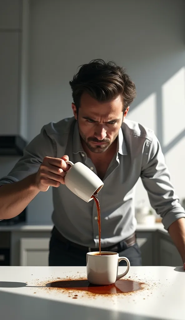 A person throwing away a mug full of coffee