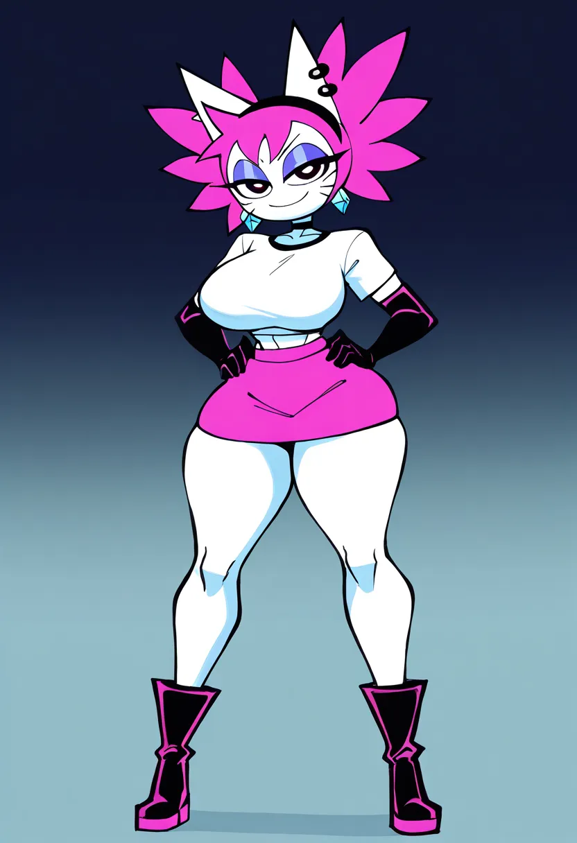 score_9, score_8_up, score_7_up, score_6_up, score_5_up, 1girl, furry, no human girl, white skin, black eyes, big white pupils, eyes with big white pupils, white eyelids, ((standing, full body)), curvy body, thick thighs, wide hips, realistic proportions, ...