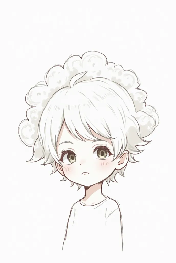 Hairstyle for a  boy mushroom style drawing and white color anime style sketch