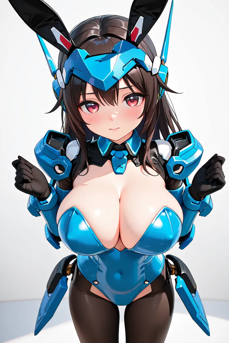 anime style, 1girl, younger female, mecha musume, armored leotard, bunnysuit, perfect hands, 3d, nsfw, high resolution, high quality, hd, round breasts, small breasts, round breasts, medium breasts, round breasts, large breasts, round breasts, huge breasts