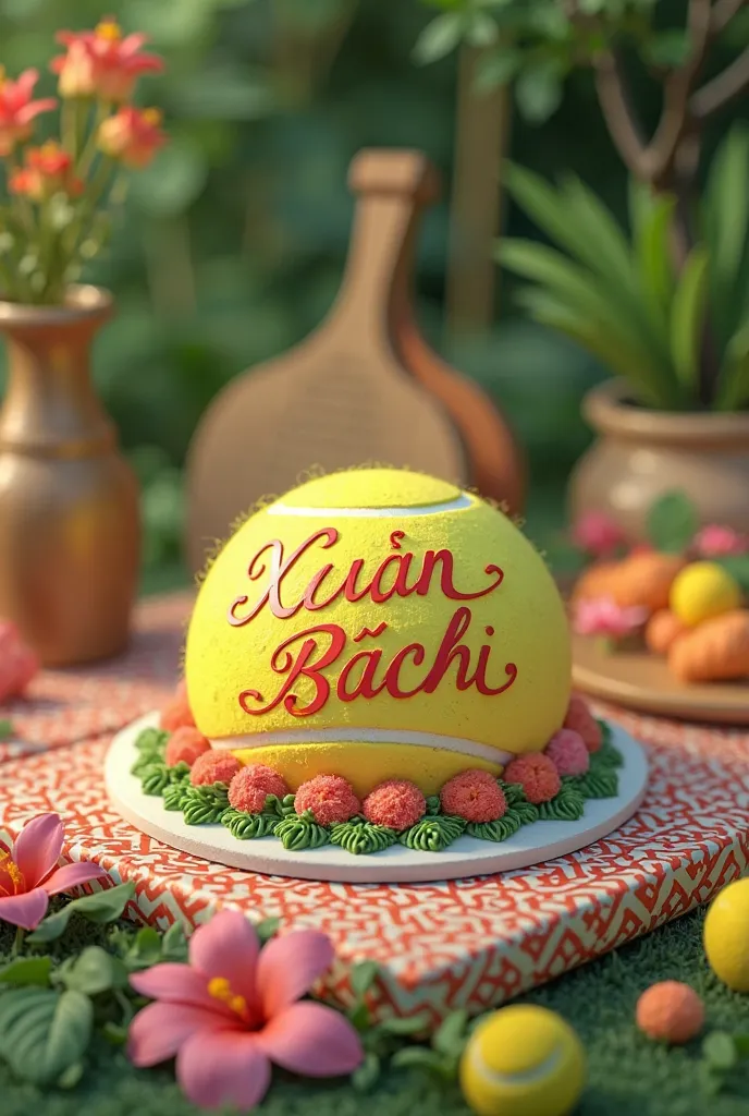 Birthday pickleball cake with Xuan Bach letters