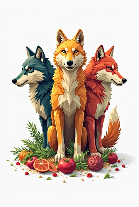 Make a logo of groceries wolves with a white background without vegetables 