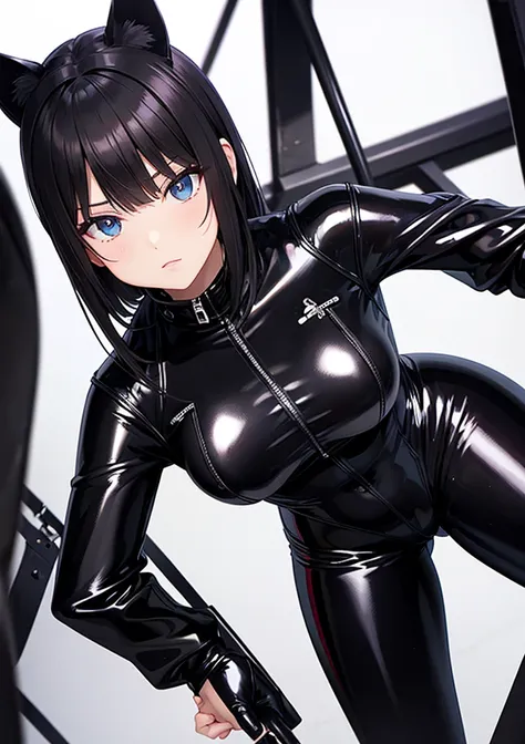 BLACK PVC CATSUIT GIRL