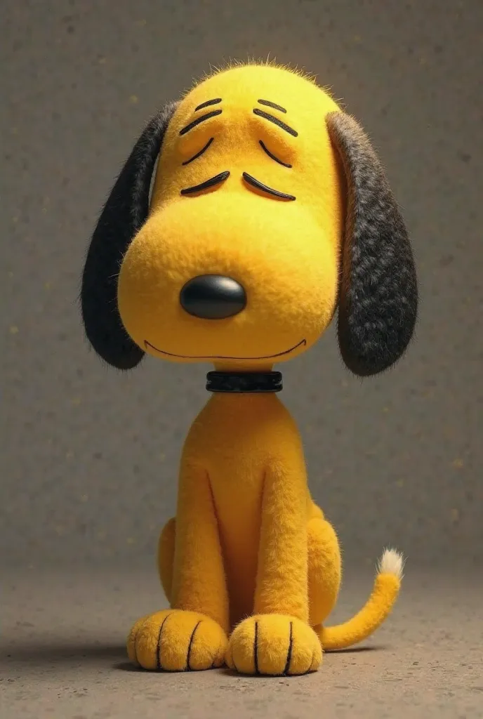 Create me images of a sad pensive yellow puppy Snoopy 