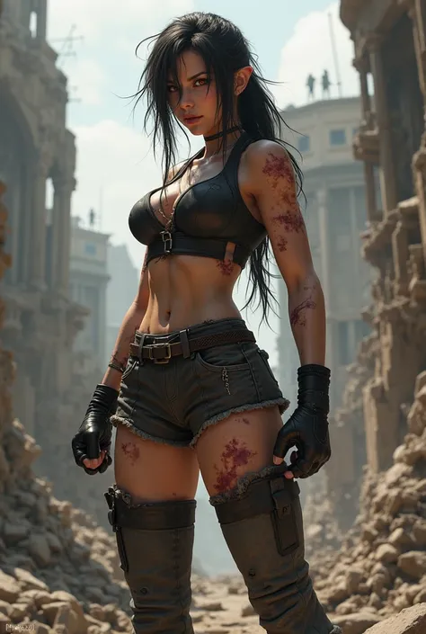 Tifa Lockhart from final fantasy 7 with battle damage