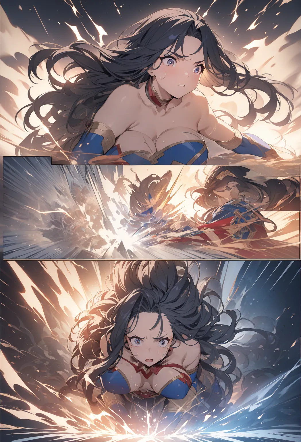 Wonder Woman shocked face,busty,thick thighs,prone bone fuck, Enhance Resolution 8K - High Resolution
,comic