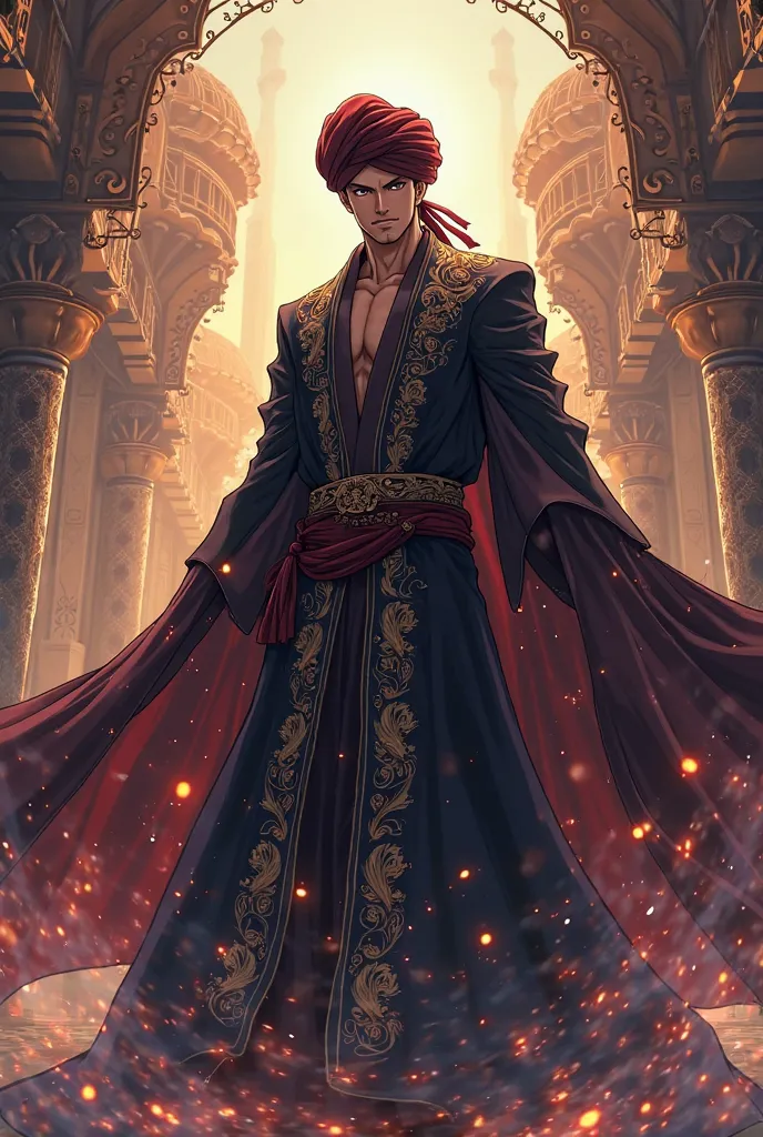 Captain Aizen with a Muslim clothing anime style 