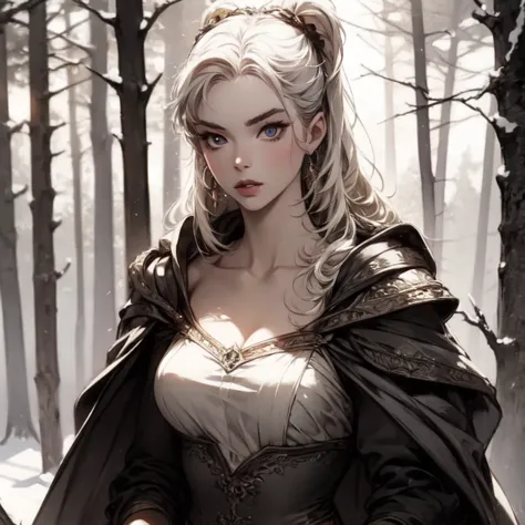 Anya Taylor-Joy as Snow White in the forest surrounded by animals, beautiful and detailed eyes, beautiful and detailed lips,