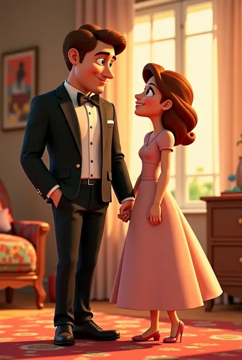 Image of a lady who is a housewife ,her dad a man of strong and formal character ,a hardworking man who will be the boyfriend of the housewife but her dad gets in the way and wants her to marry a man with Disney Pixar money
And let it be a cover with the t...