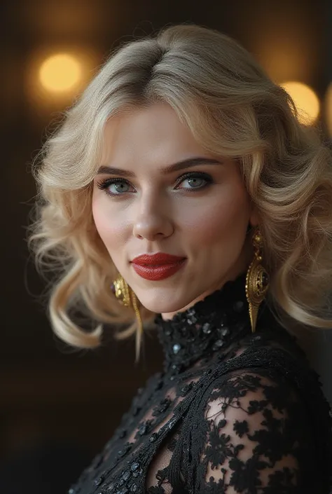  Sur la photo haute résolution , un style à 4 paillettes ,  une superbe femme ukrainienne est représentée . Elle a des,  cheveux blonds-gris encadrant son visage ,  complexe 
cheveux glamour , ajoutant une touche mystérieuse à son apparence.  Son regard es...