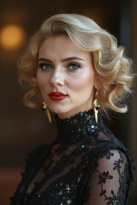  Sur la photo haute résolution , un style à 4 paillettes ,  une superbe femme ukrainienne est représentée . Elle a des,  cheveux blonds-gris encadrant son visage ,  complexe 
cheveux glamour , ajoutant une touche mystérieuse à son apparence.  Son regard es...