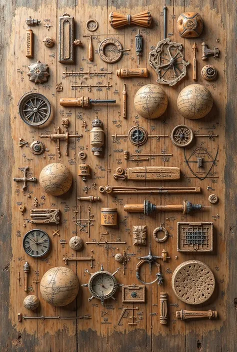 Physical calculations carved in wood 