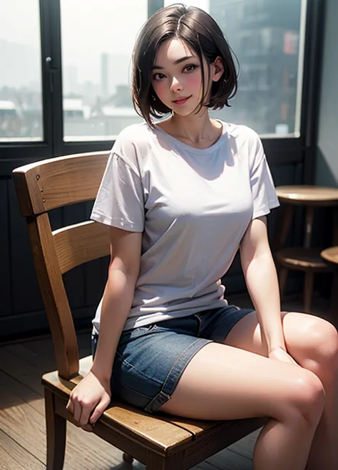 best quality, Focus on Your FACE, Soft light, (depth of field) ,Ultra High Resolution, (photorealistic:1.4), (moody writing,  night :1.2), bedroom,
(Upper thigh:1.4)
1 Japanese girl, Alone, cute,  cute, (shy, smile:1.1), (brown eyes), NATURAL FACE, ( short...