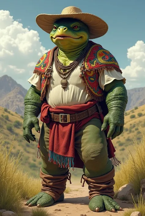 A ninja turtle wearing Gaúcho clothes 