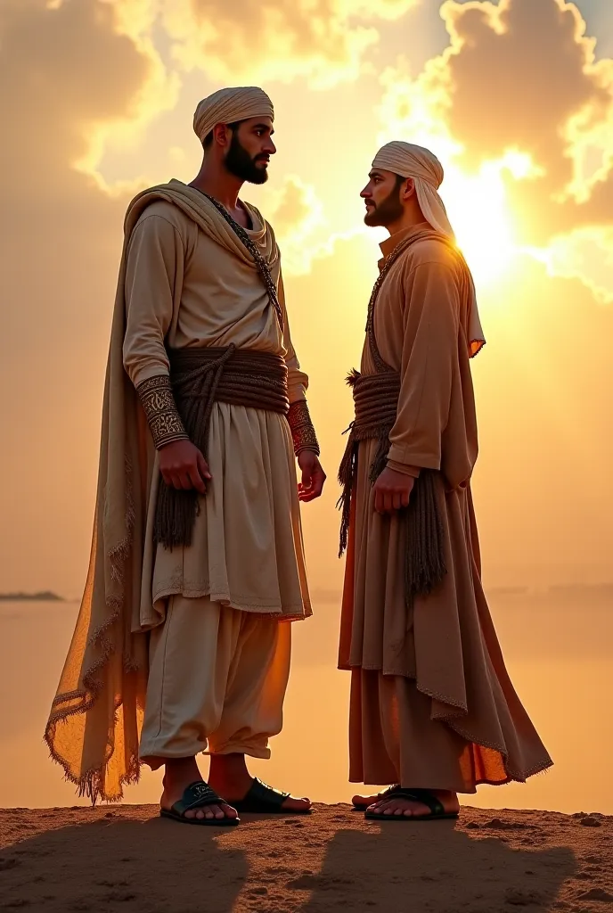 The Wisdom of Hazrat Umar (RA) and the Strength of the Persian Warrior – A symbolic image of Hazrat Umar (RA) standing tall, embodying justice and wisdom, while the Persian warrior stands beside him, now a believer, symbolizing the power of intellect and f...