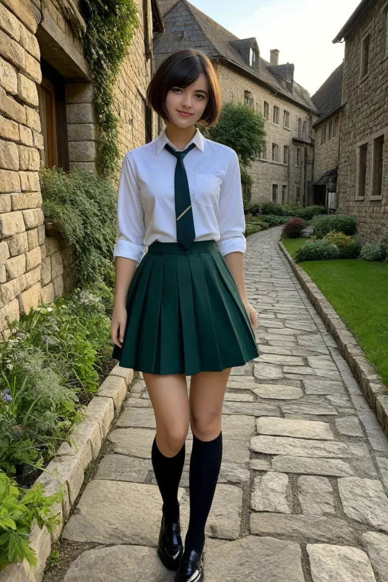 Female college student in uniform