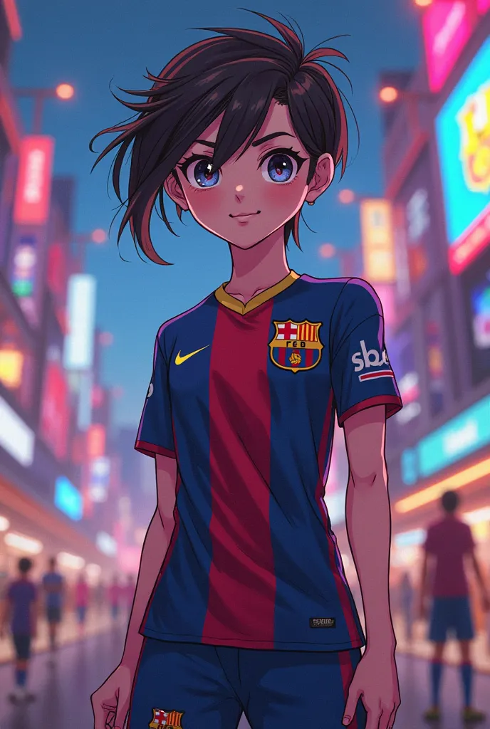 Anime character wearing the Barcelona t-shirt 