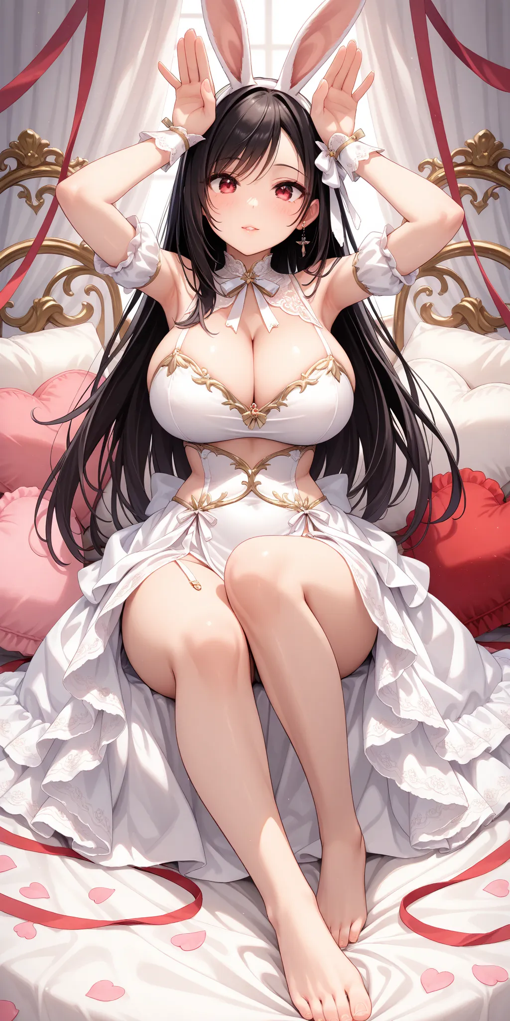 ＦＦ７、Tifa、slender eyes、beautiful eyes、 Rabbit Pose、very big breasts、enchanted cleavage、 superb milk、full body、Down to your feet、beautiful waist、Enchanting Thighs、super beautiful、Ultra delicate、masterpiece、Best Quality、uncorrected