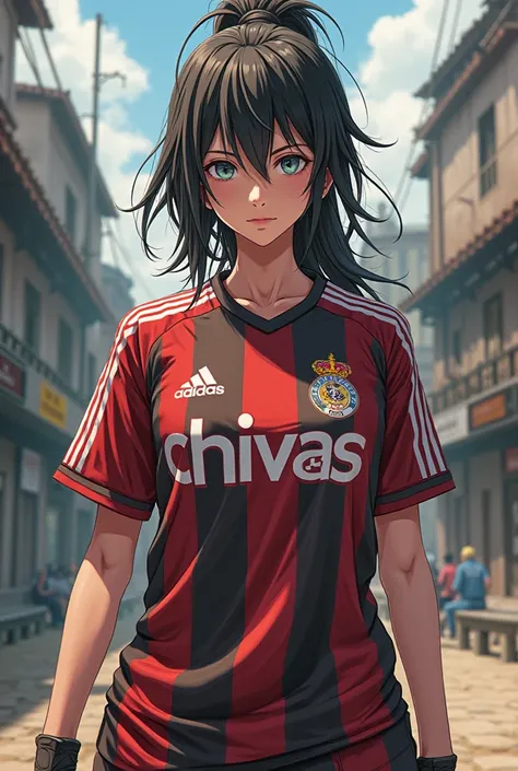 Maki Zenin is a character from the manga and anime series Jujutsu Kaisen wearing the shirt of the Chivas, a team from Mexico.