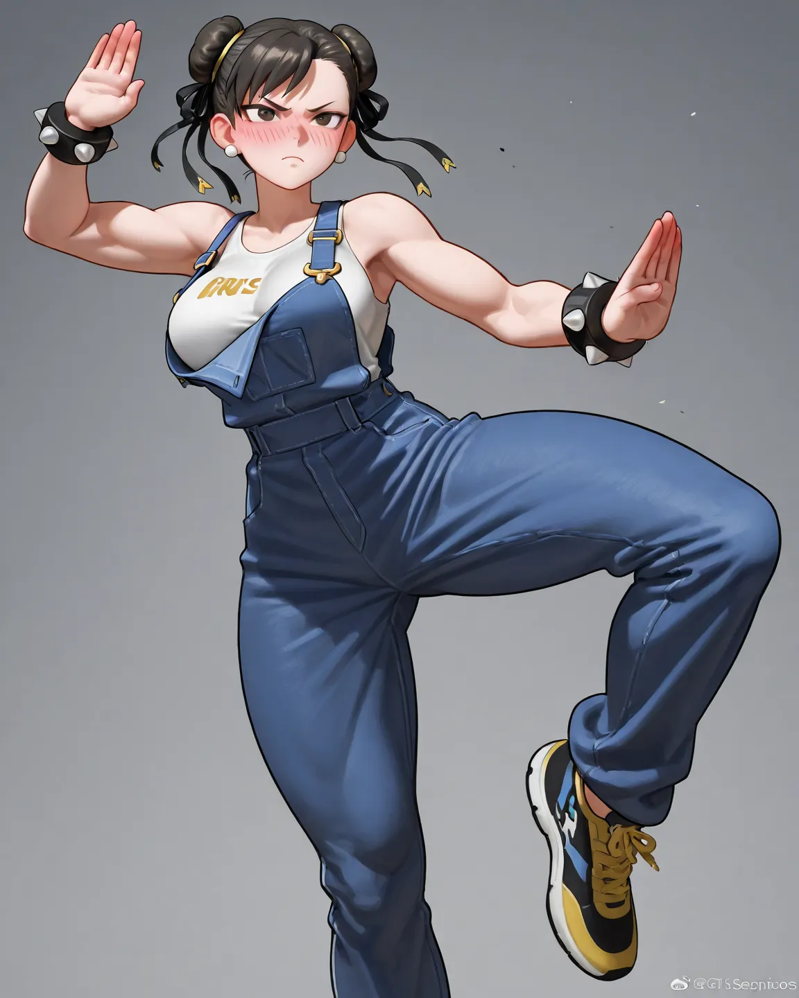 CREATE Chun-Li 1 , Alone, Blush, Ultra HD, Black hair, sigh, Serious, throw, 