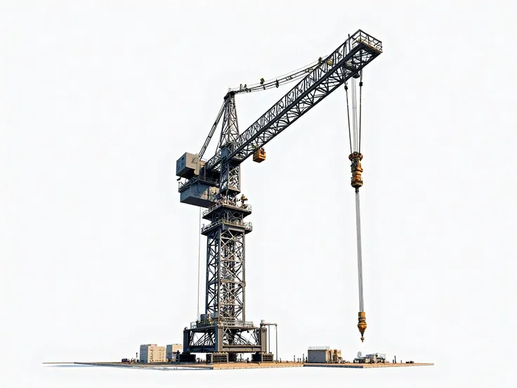 generates an image of a heavy-duty crane, with white background