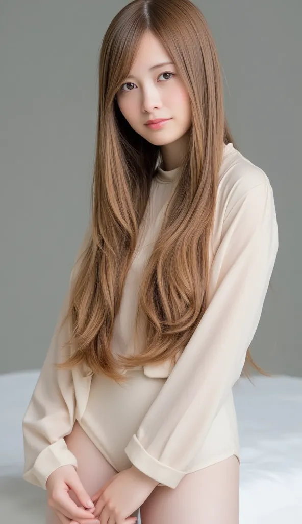   Silky Smooth Hair  、Super long blonde hair 、hairstyles are straight、Long Hair That Reaches to the Chest、 、miniskirt、