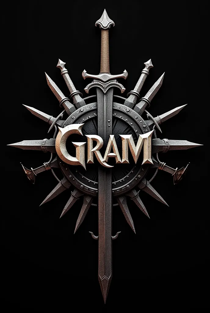 I want an amazingly accurate gaming logo with some weapons. This is called GRAM