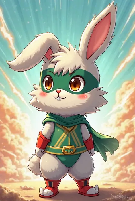 Izuku Midoriya like an anthropomorphic rabbit, anime