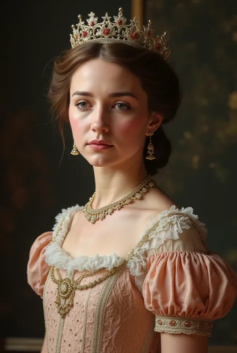 (masterpiece:1.2, highest quality),8k,wallpaper,(young Catherine Elizabeth, Princess of Wales), (((full body))) ,looking down at camera shyly, detailed face,clean expression