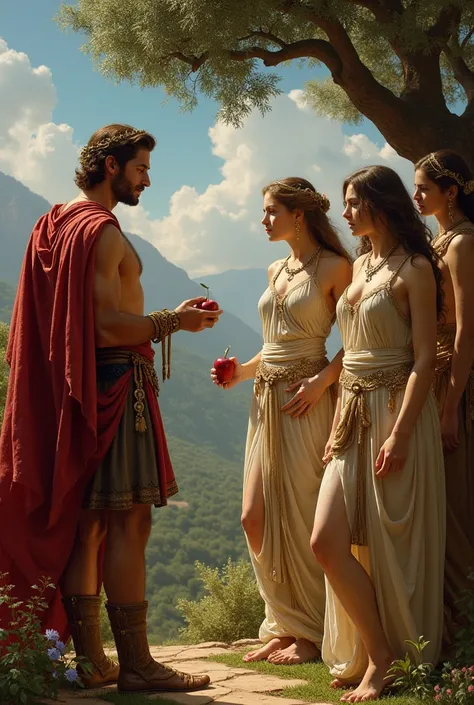 Paris ultimately chooses Aphrodite's offer while giving

her the golden apple. Paris is given the Qucen of Sparta which leads to a conflict that later bocomes the Trojan War