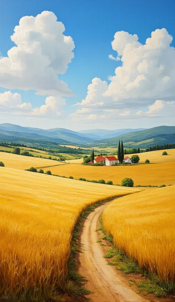  in high definition images、Beautiful agricultural landscape, oil painting from the south of France。