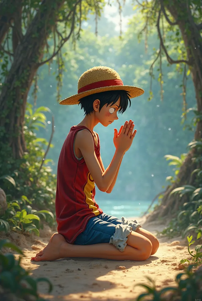 Luffy praying to God