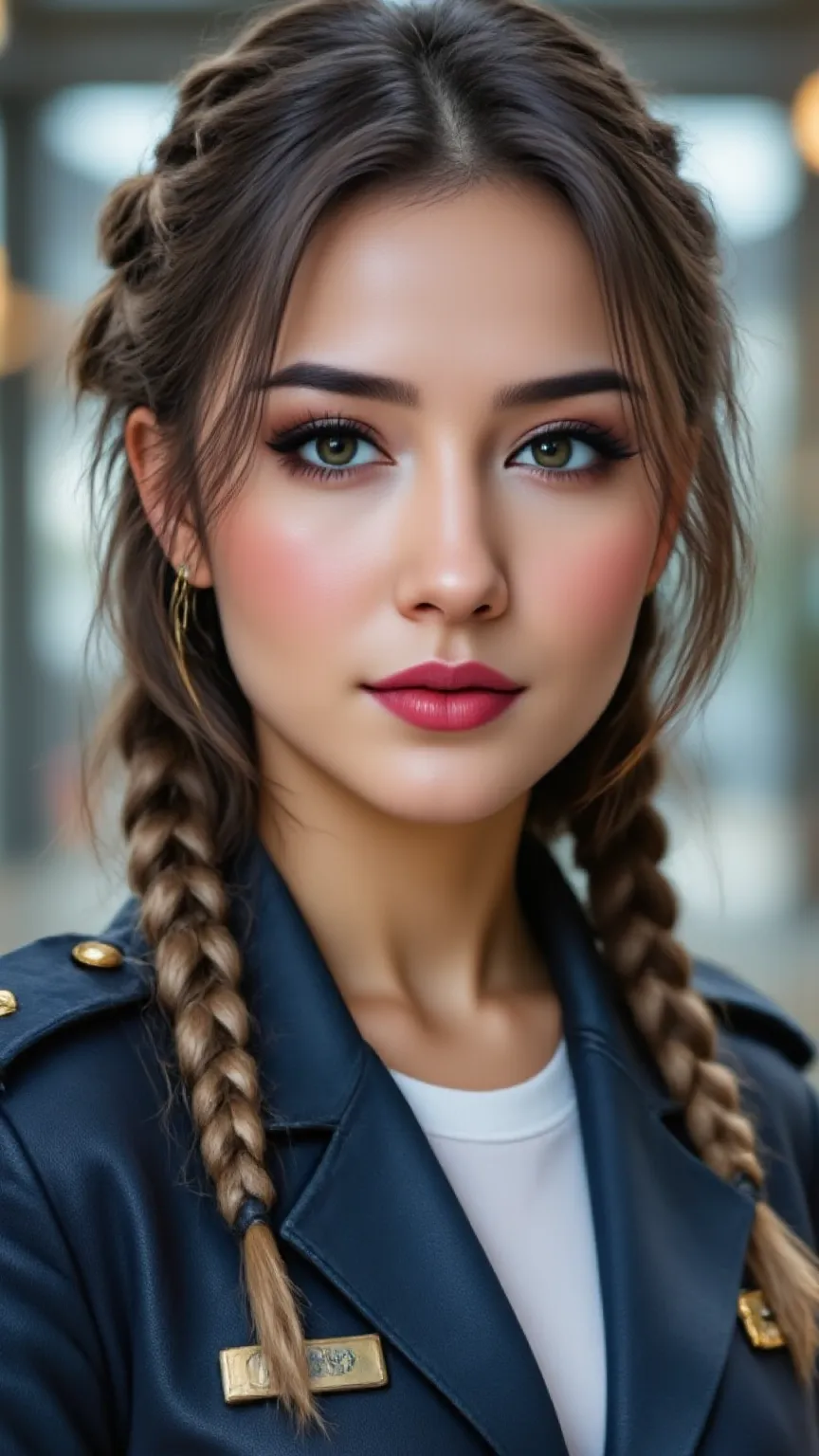 (Masterpiece, realistic, best quality, best lighting, 1 girl photo solo, Smiling, Close-up portrait of the most beautiful angel in the universe, blonde, beautifully makeup, eyeshadow, Parted Lips, Detailed Eyes, beautiful big eyes, long eye lashes, smile, ...