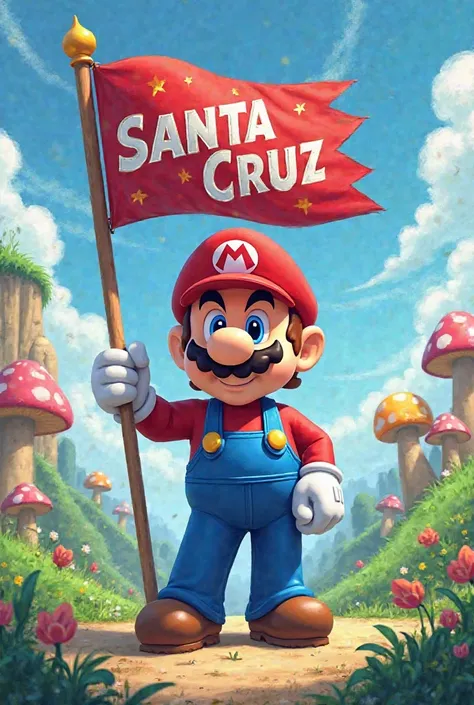 Play Mario Bross carrying the Santa Cruz flag 