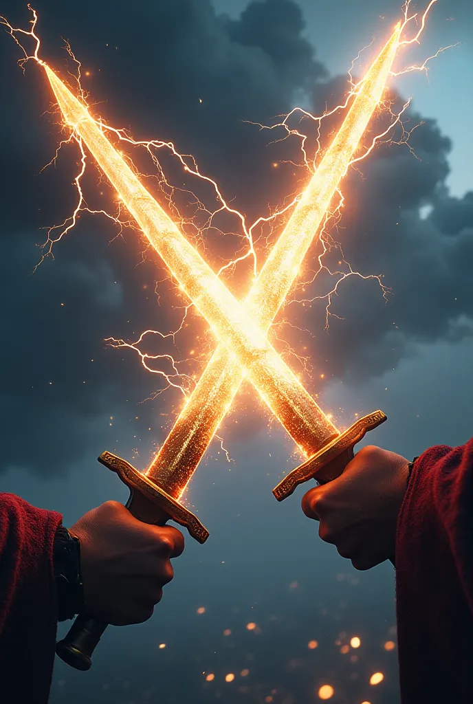 Crossed lightning swords Png