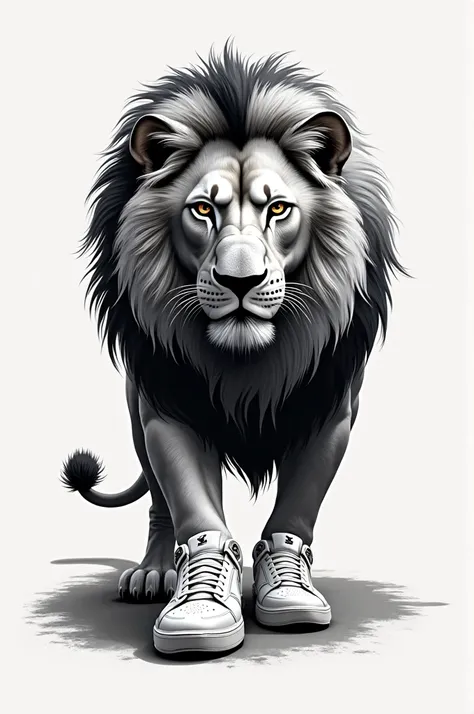 Create a logo for my tennis store that is represented by a lion and that has Louis Vuitton sneakers on its legs