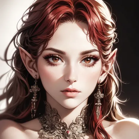 ((best quality)), ((ultra res)), ((photorealistic)), (intricate details),  19 years old ,  red hair,  perfect face, makeup:1.5, light on the face, facial detail, goblin_cut,(American) --auto --s2