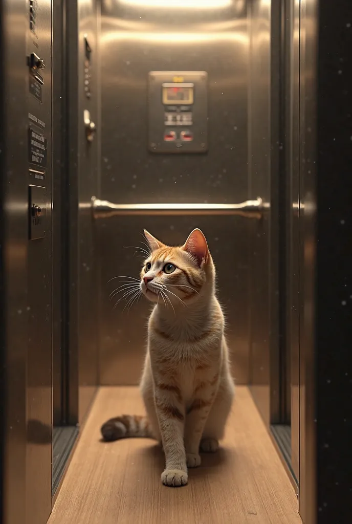 Create an image of a cat in an elevator 