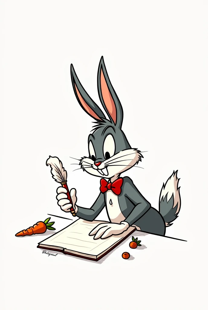 Bugs Bunny writing in 2d