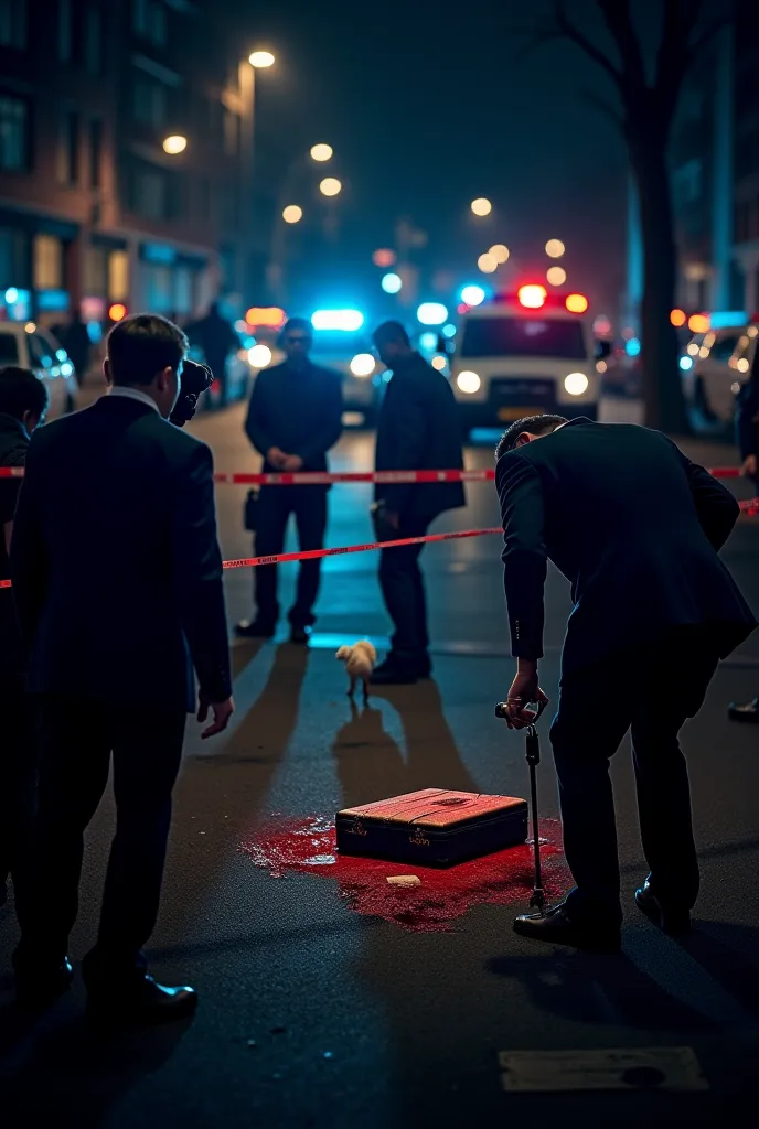 Prompt:
A realistic crime scene where a Special Investigation Team (SIT) is actively working on a high-profile murder case. The scene is set in a dimly lit urban area at night, with police tape marking the perimeter. A group of investigators, dressed in fo...